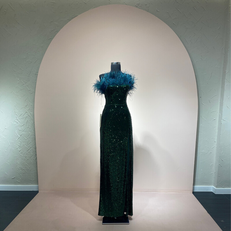 VESTIDO LARGO COLOR VERDE ESMERALDA TALLA 40/S