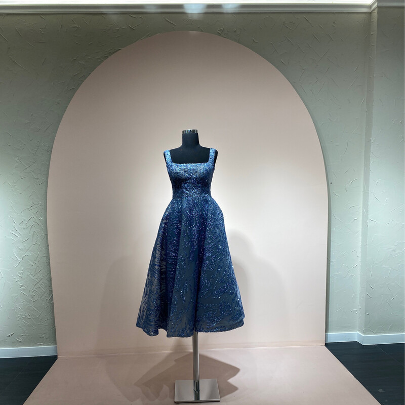 Vestido Corto Azul Talla 40/S