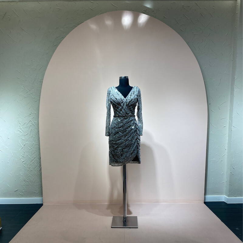 Vestido Largo,	Gris	,Talla	44