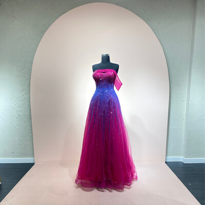 VESTIDO LARGO COLOR FUCSIA TALLA 10/S