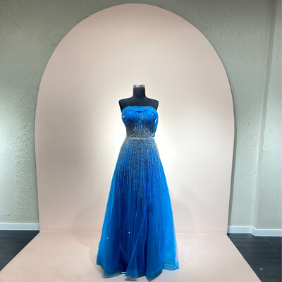 VESTIDO LARGO COLOR AZUL TALLA 14/M