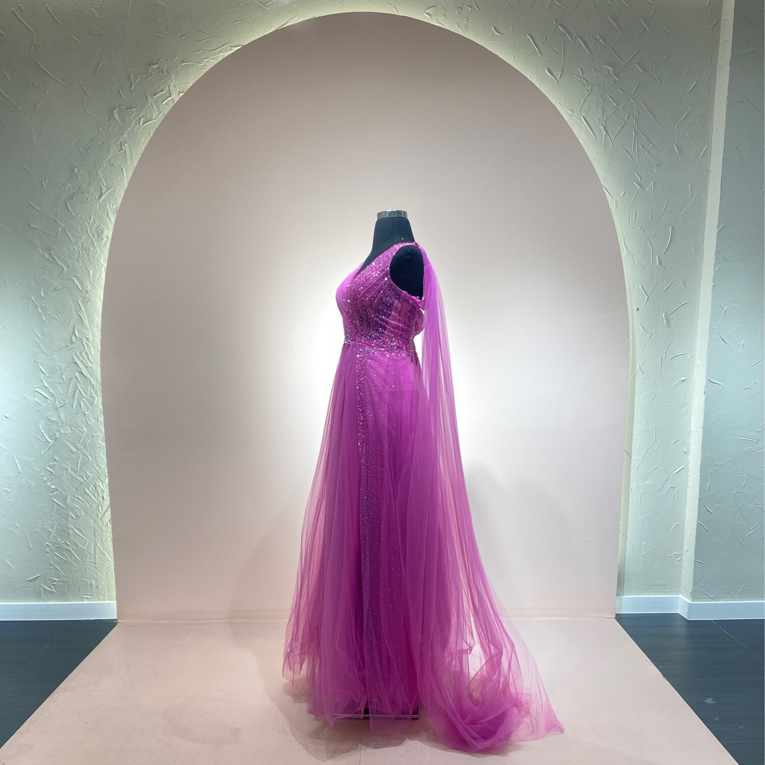 VESTIDO LARGO COLOR FUCSIA TALLA 12/S