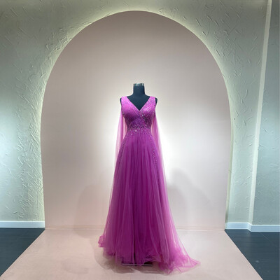 VESTIDO LARGO COLOR FUCSIA TALLA 12/S