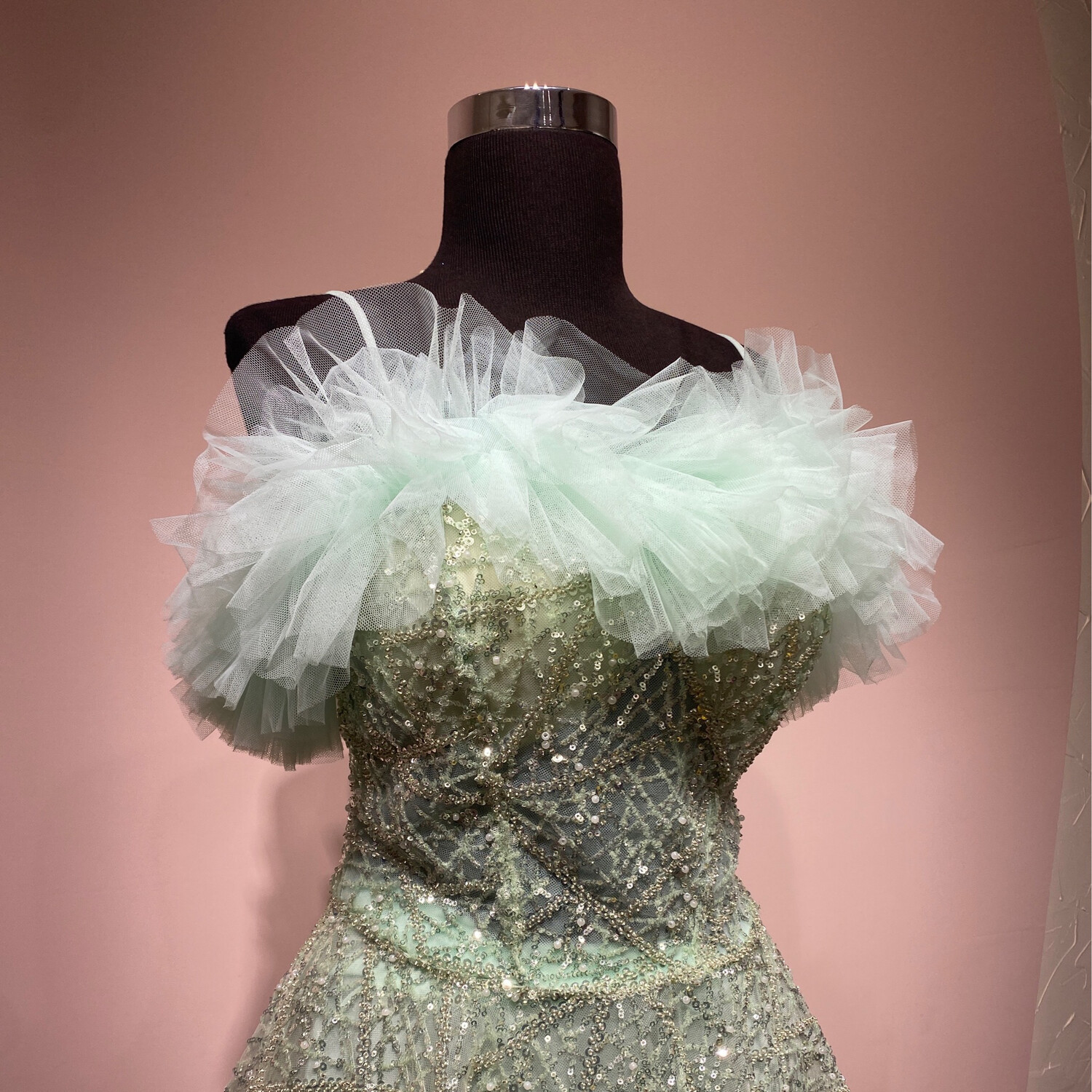 VESTIDO CORTO, VERDE MENTA, TALLA 42