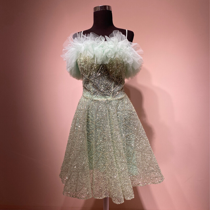 VESTIDO CORTO, VERDE MENTA, TALLA 42