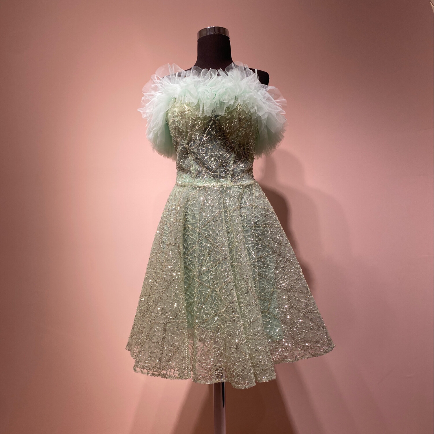 VESTIDO CORTO, VERDE MENTA, TALLA 42