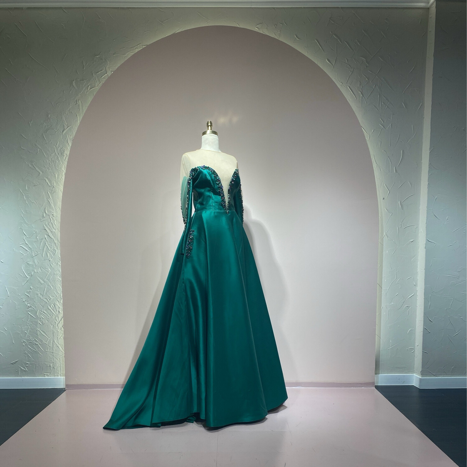 Vestido Largo,	Verde Esmeralda	,Talla	42