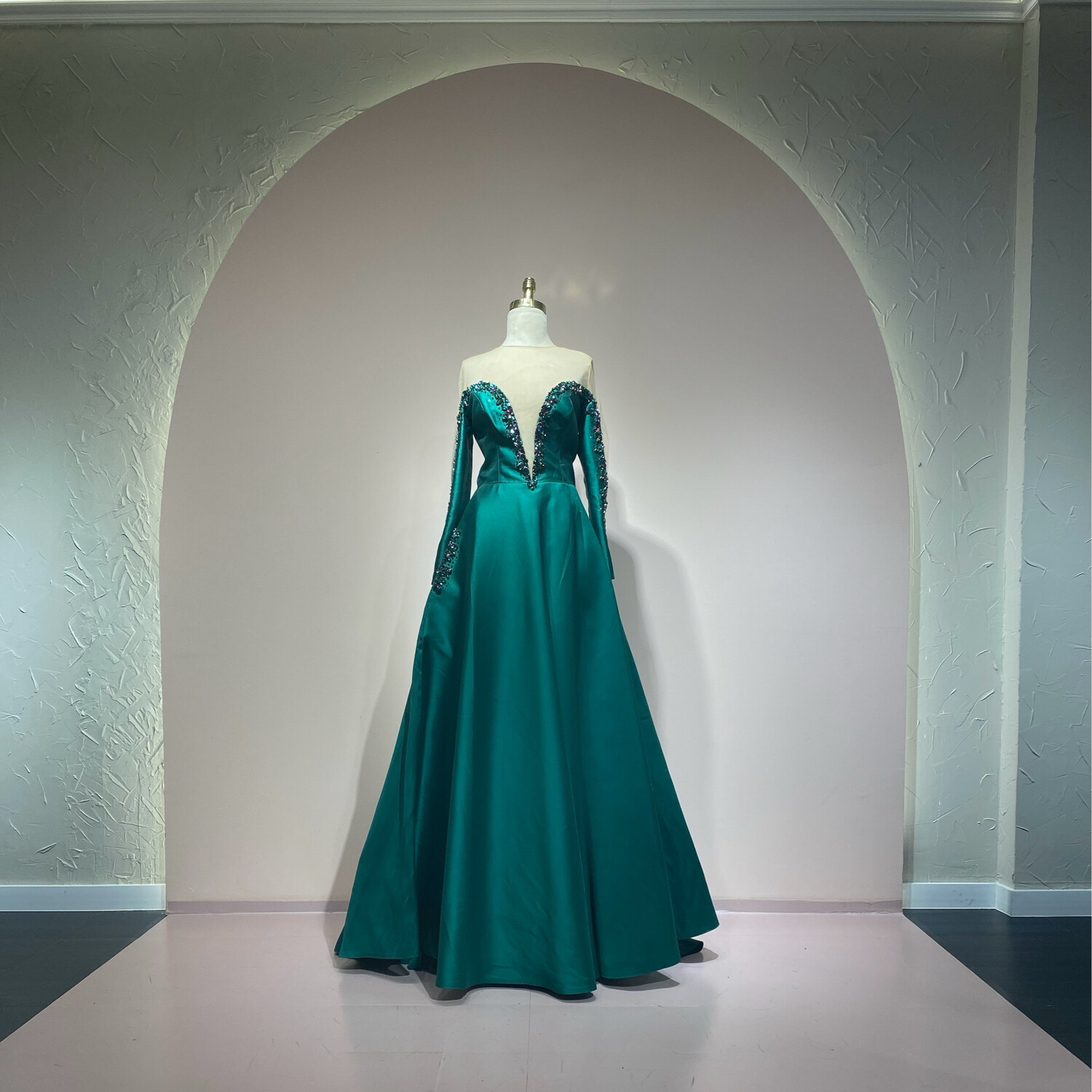 Vestido Largo,	Verde Esmeralda	,Talla	42