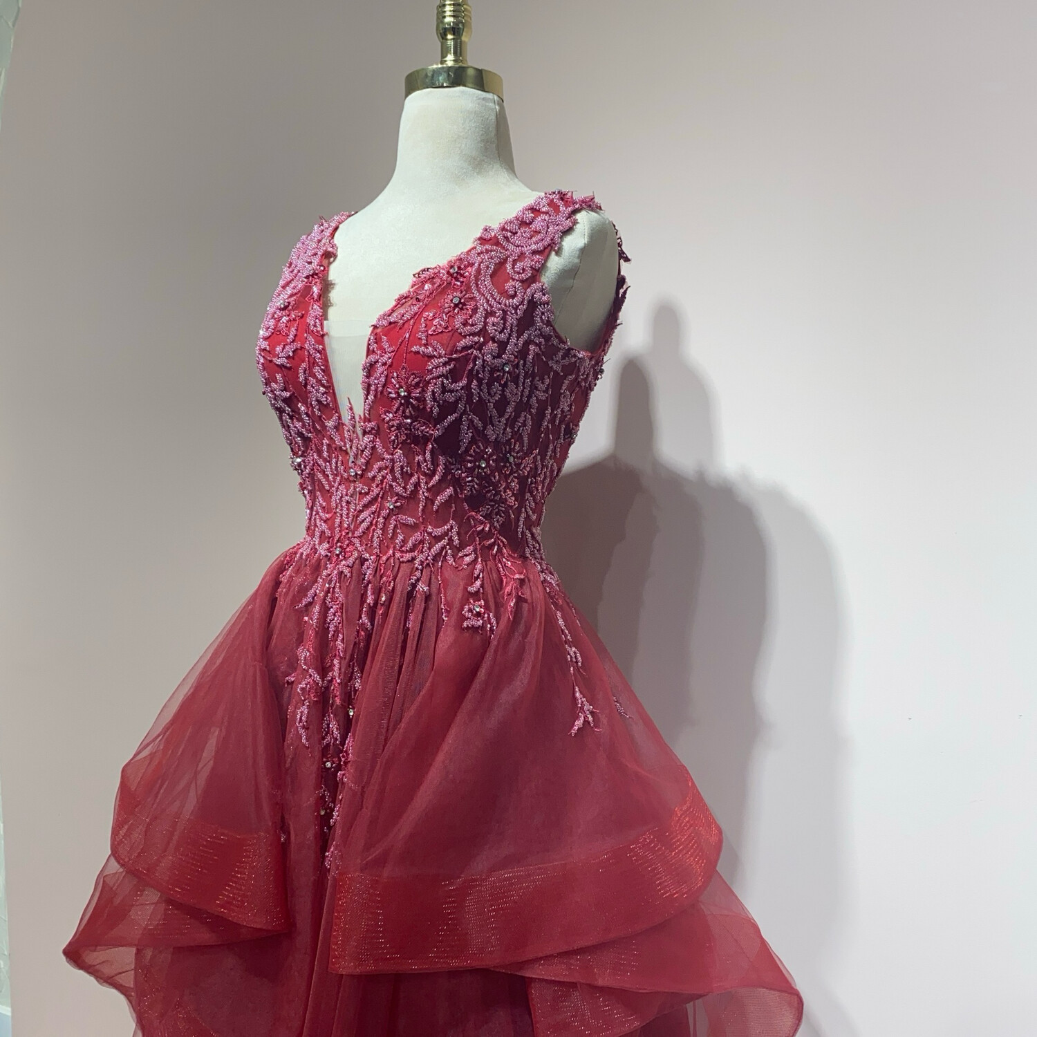 Vestido largo color Rojo Vino de Talla 38