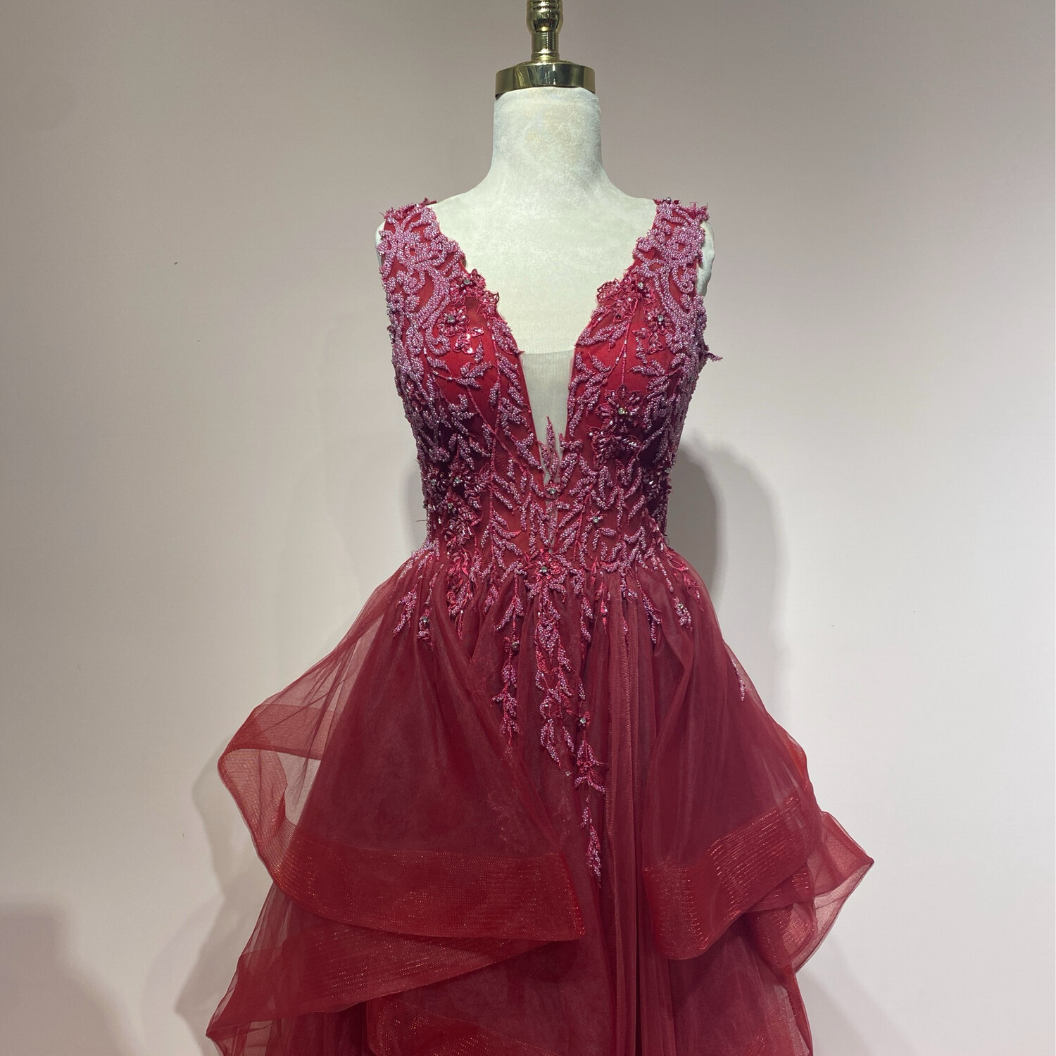 Vestido largo color Rojo Vino de Talla 38