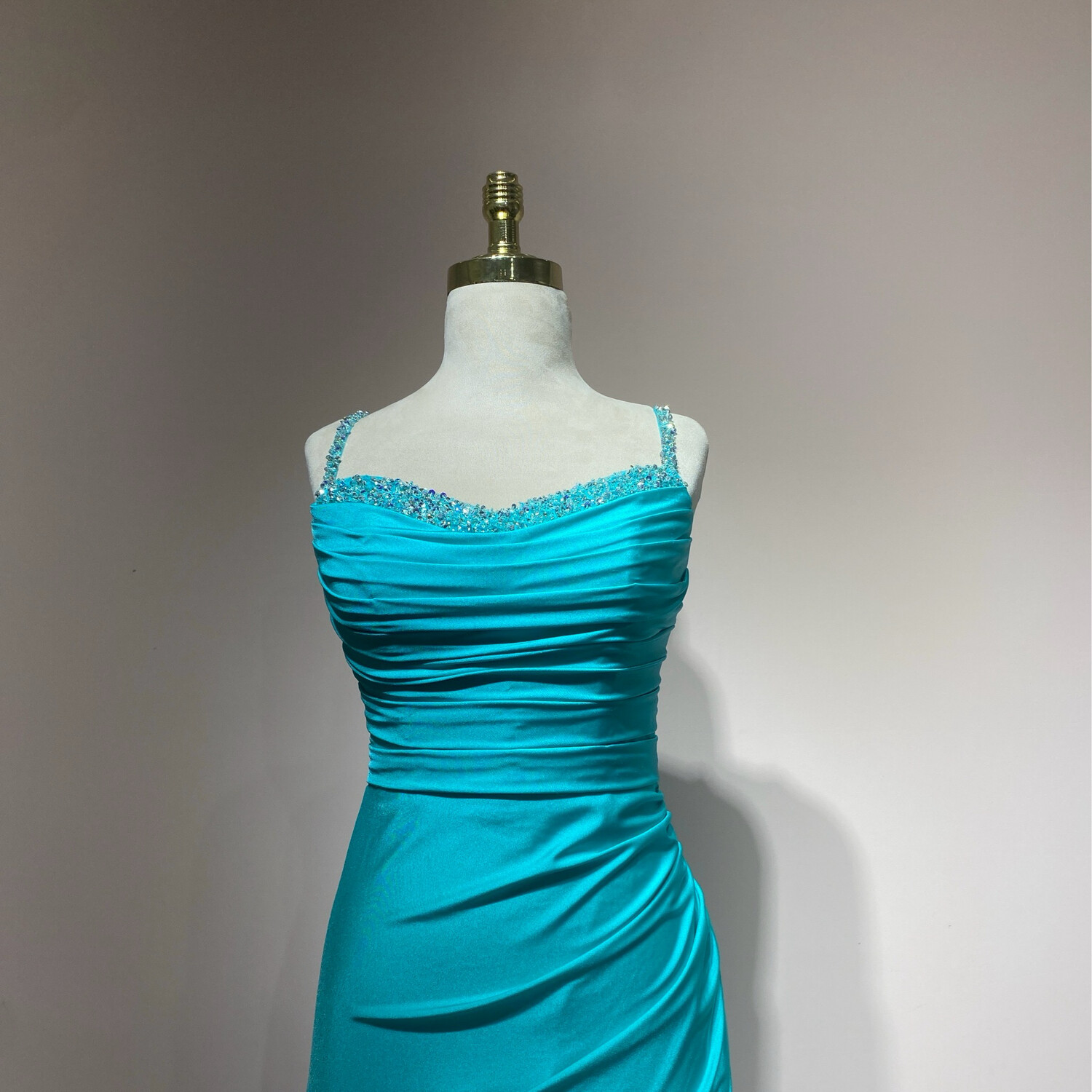 Vestido Largo,	Verde Turquesa	,Talla	12