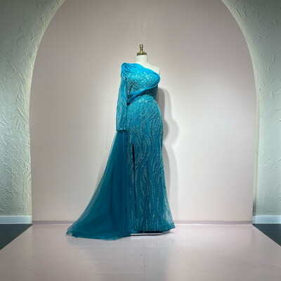 Vestido largo turquesa talla 14