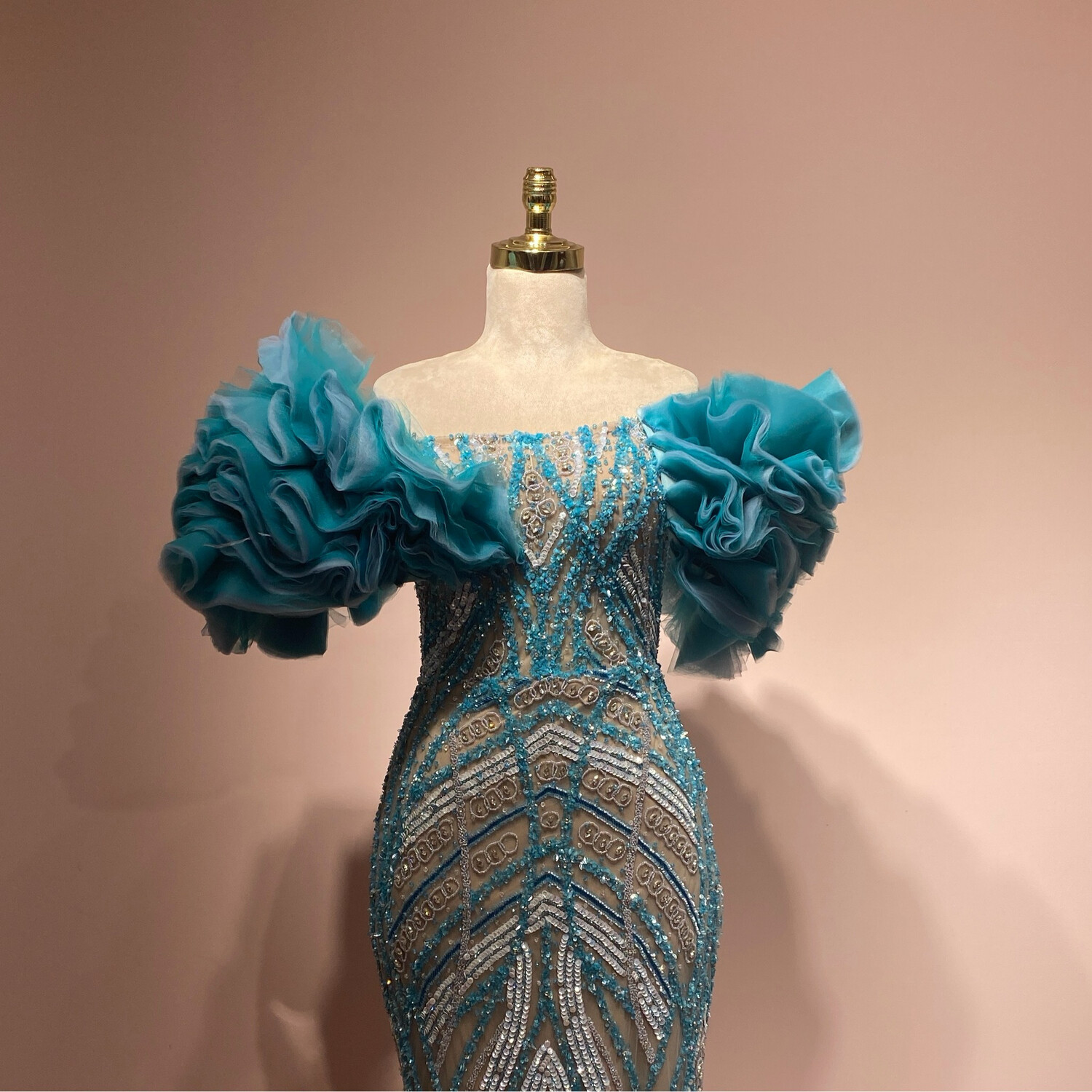 Vestido largo turquesa talla 42