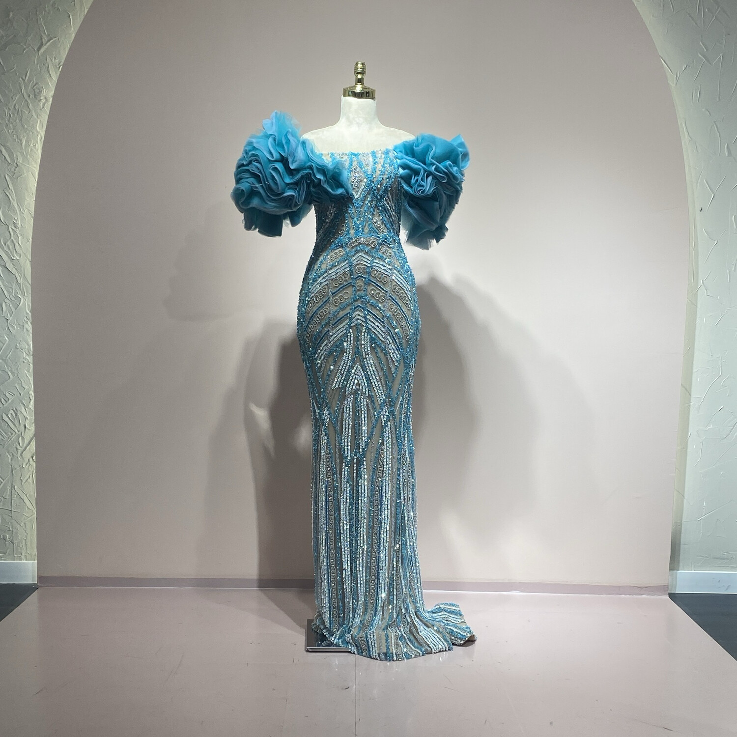 Vestido largo turquesa talla 42