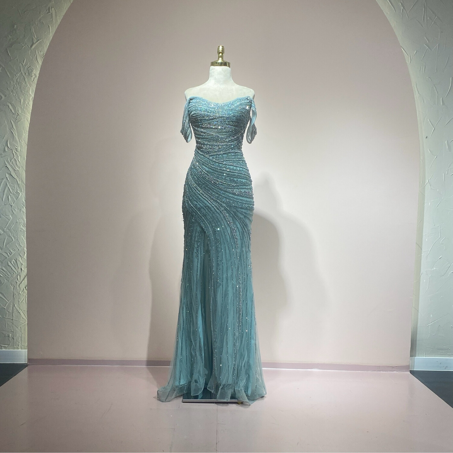 Vestido largo menta talla 44