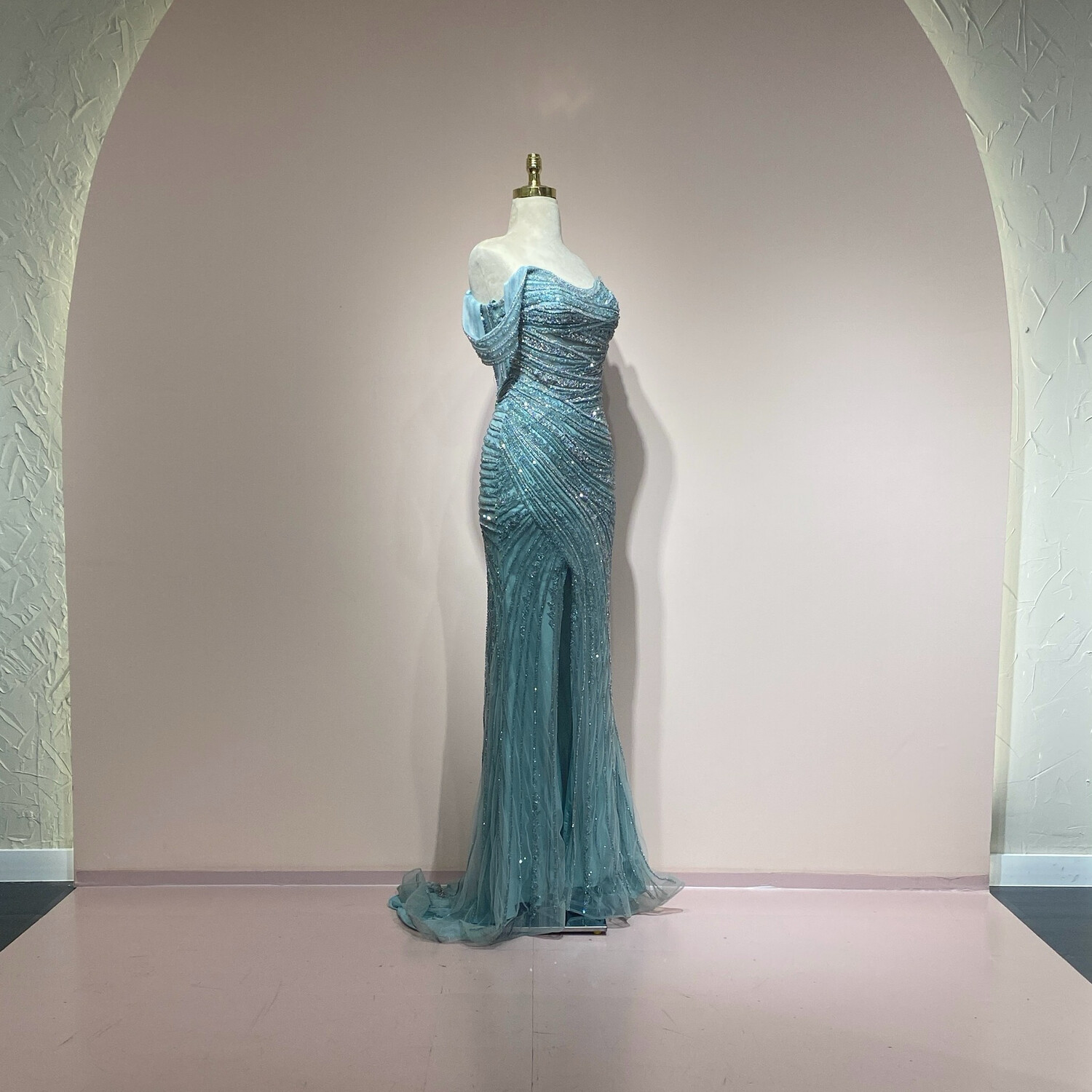 Vestido largo menta talla 44