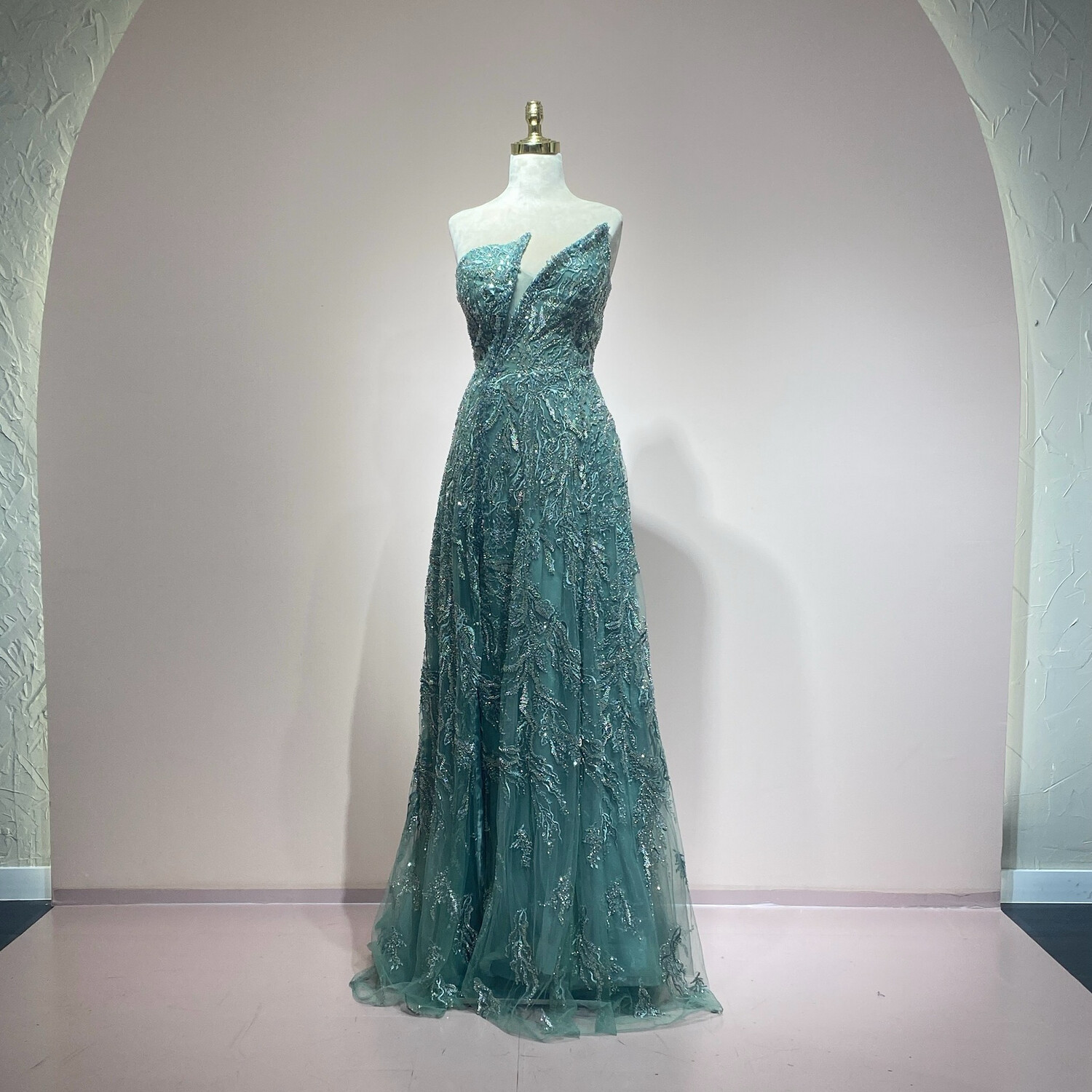 Vestido largo menta talla 44/12