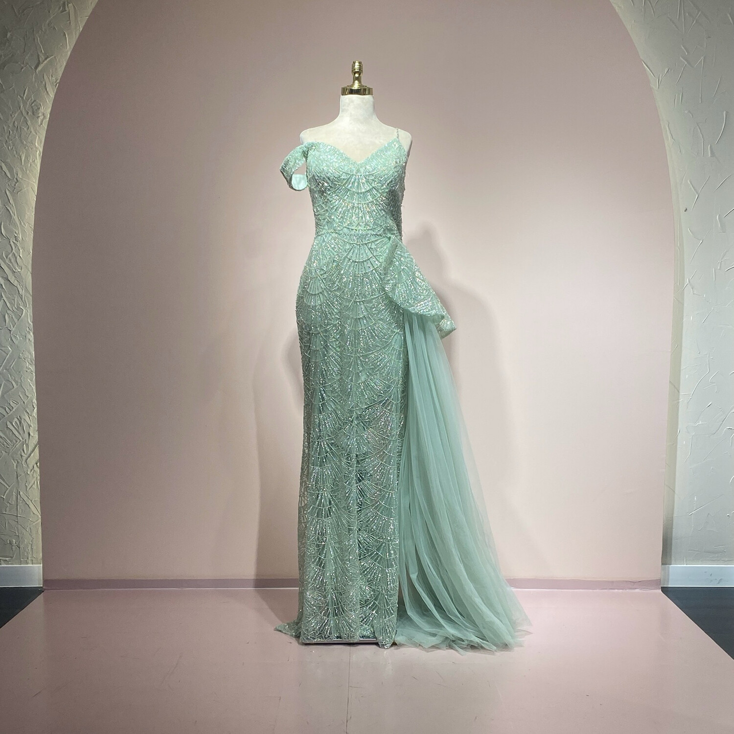 Vestido largo menta talla 46/14