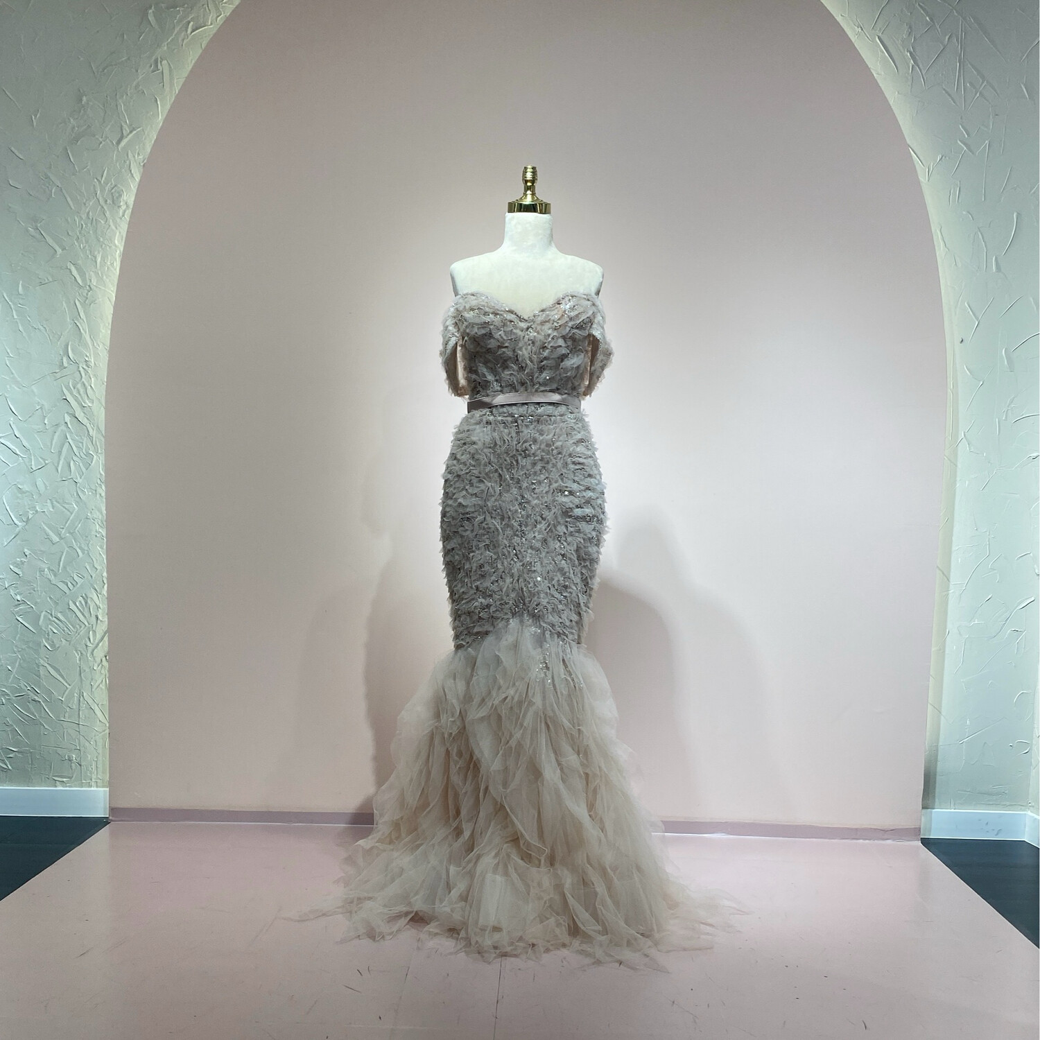 Vestido largo blush talla 44/12