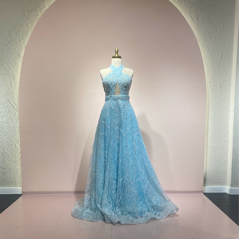 Vestido largo Celeste talla 42/10