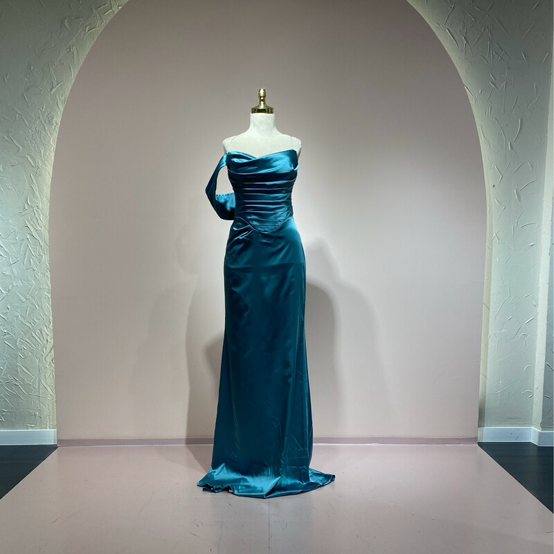 Vestido largo verde bosque talla 44