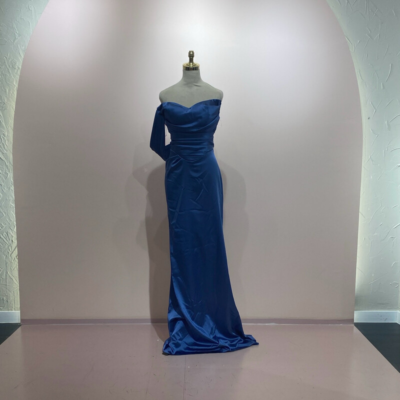 Vestido largo azul indigo talla 48