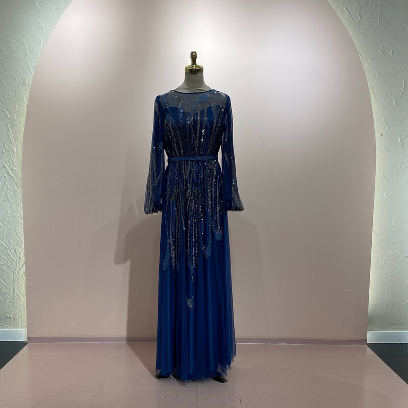 Vestido largo azul indigo talla 48 - 50