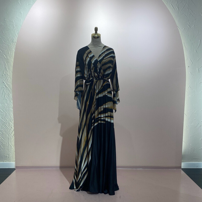 Vestido largo amarillo con negro talla 44