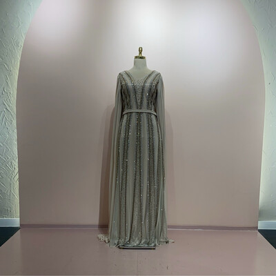Vestido largo beige talla 44- 46 - 48 - 50