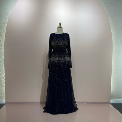 Vestido largo azul navy talla 46