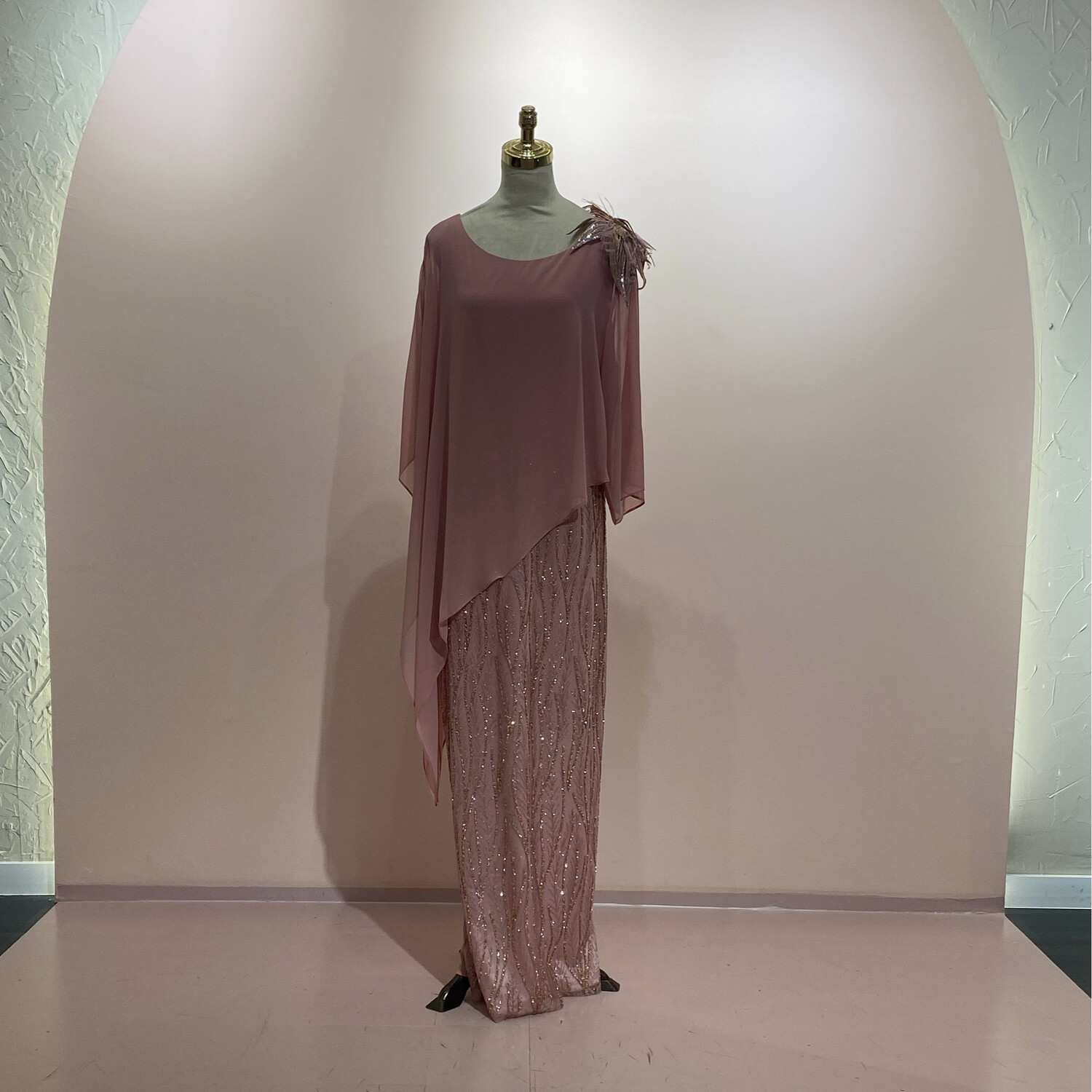 Vestido Largo Color Rosa talla/52-54-56-58