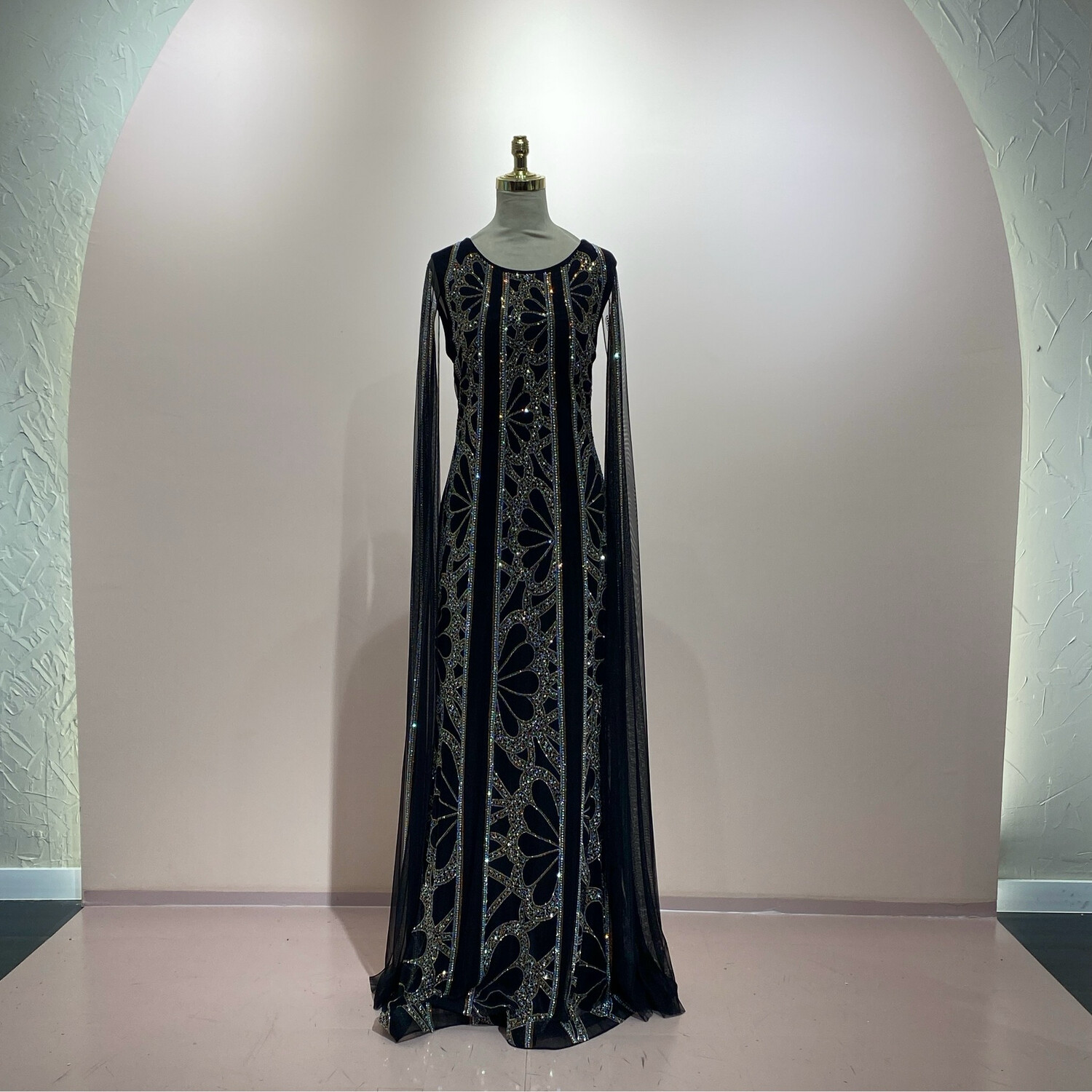 Vestido largo negro piedreria talla 44 - 46 - 48 - 50