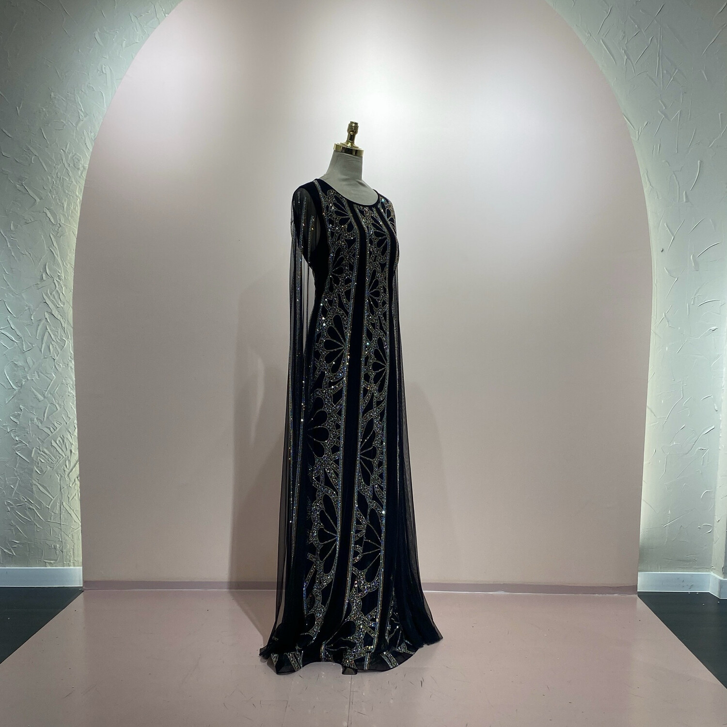 Vestido largo negro piedreria talla 44 - 46 - 48 - 50