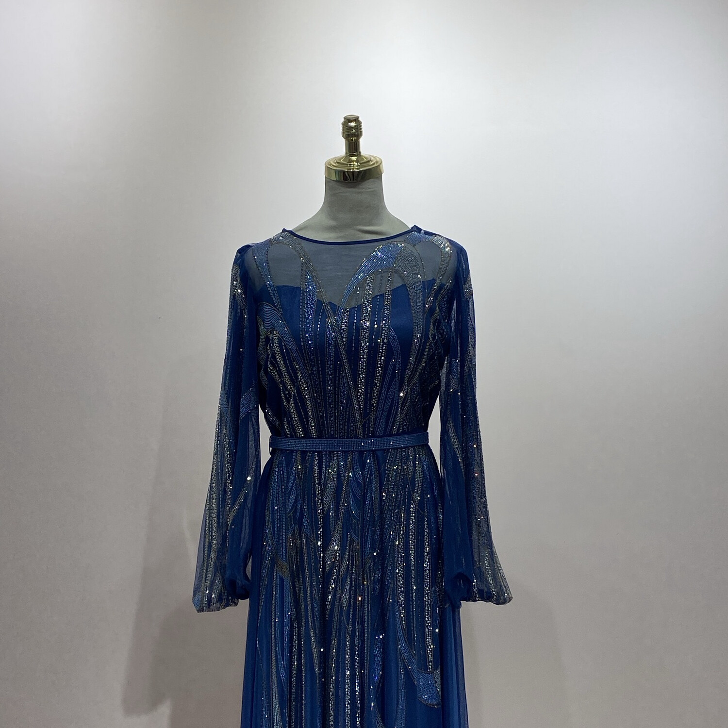 Vestido largo azul indigo talla 48 - 50