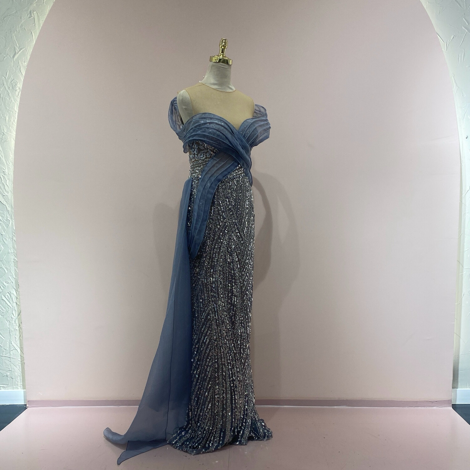 Vestido largo gray blue talla 44