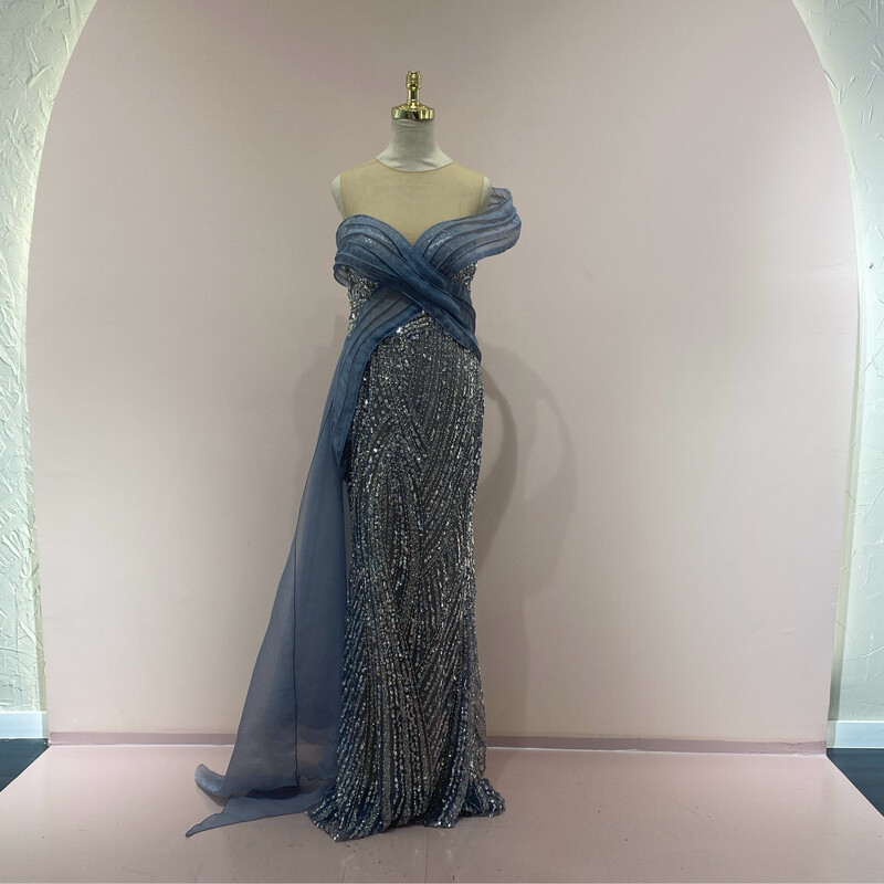 Vestido largo gray blue talla 44