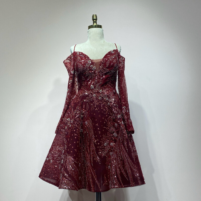 Vestido Largo,	Rojo Vino	,Talla	42