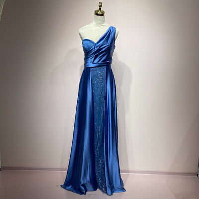Vestido largo azul indigo