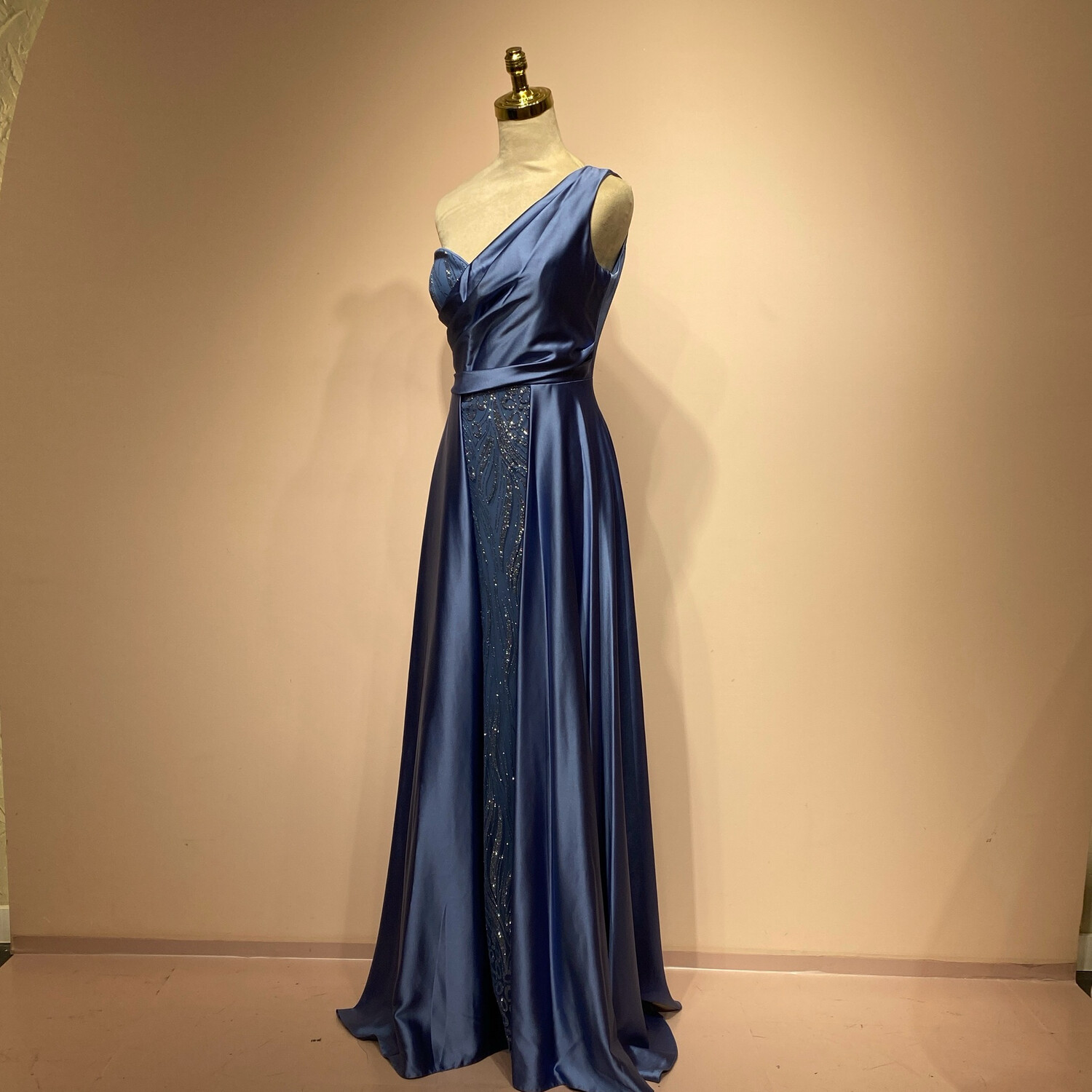 Vestido largo azul indigo