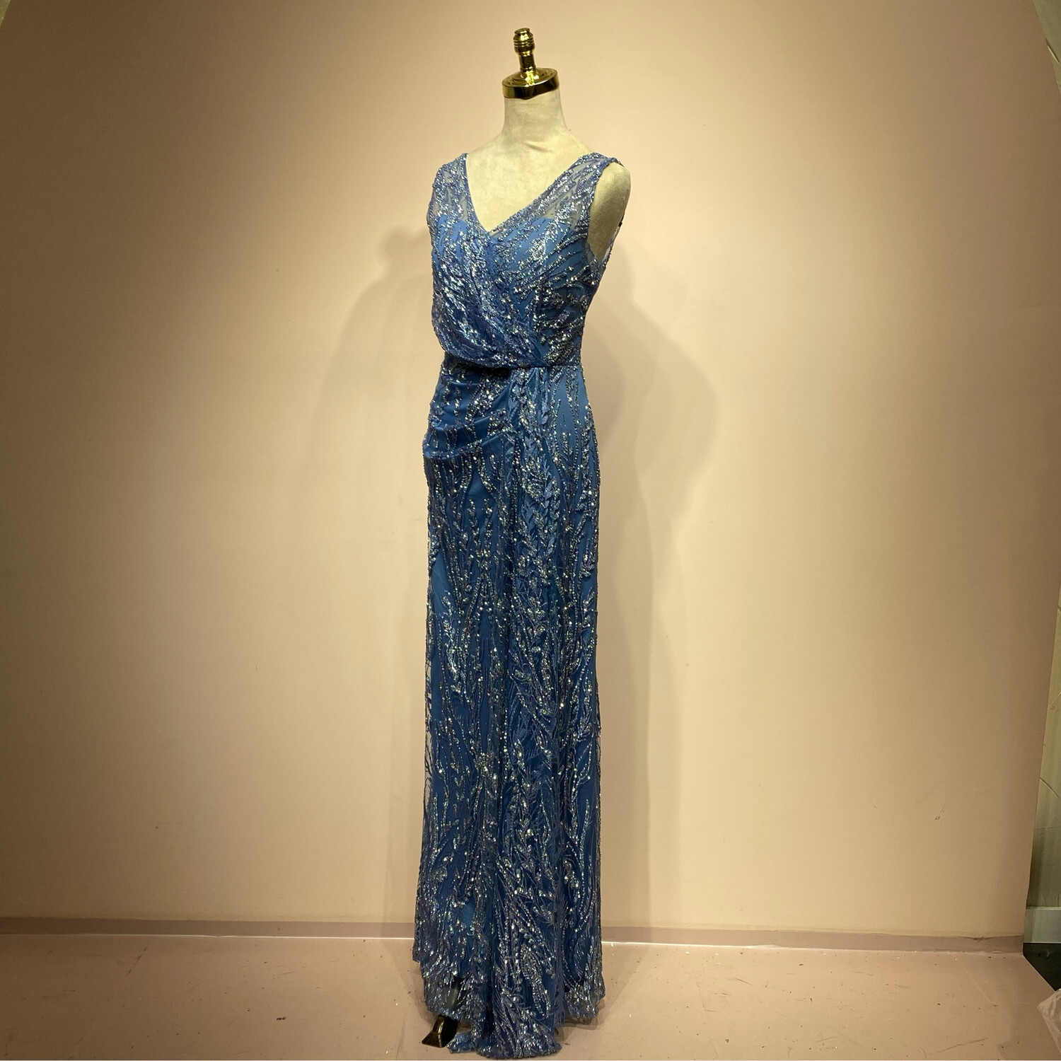 Vestido largo azul indigo talla 4