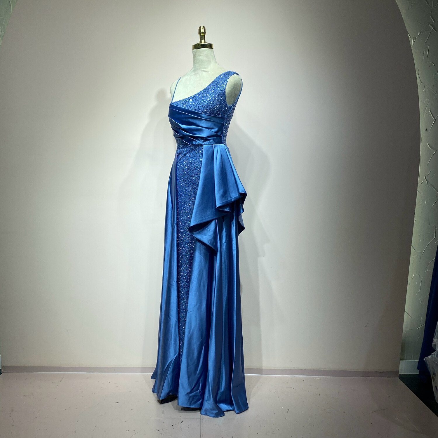 Vestido largo azul indigo talla S