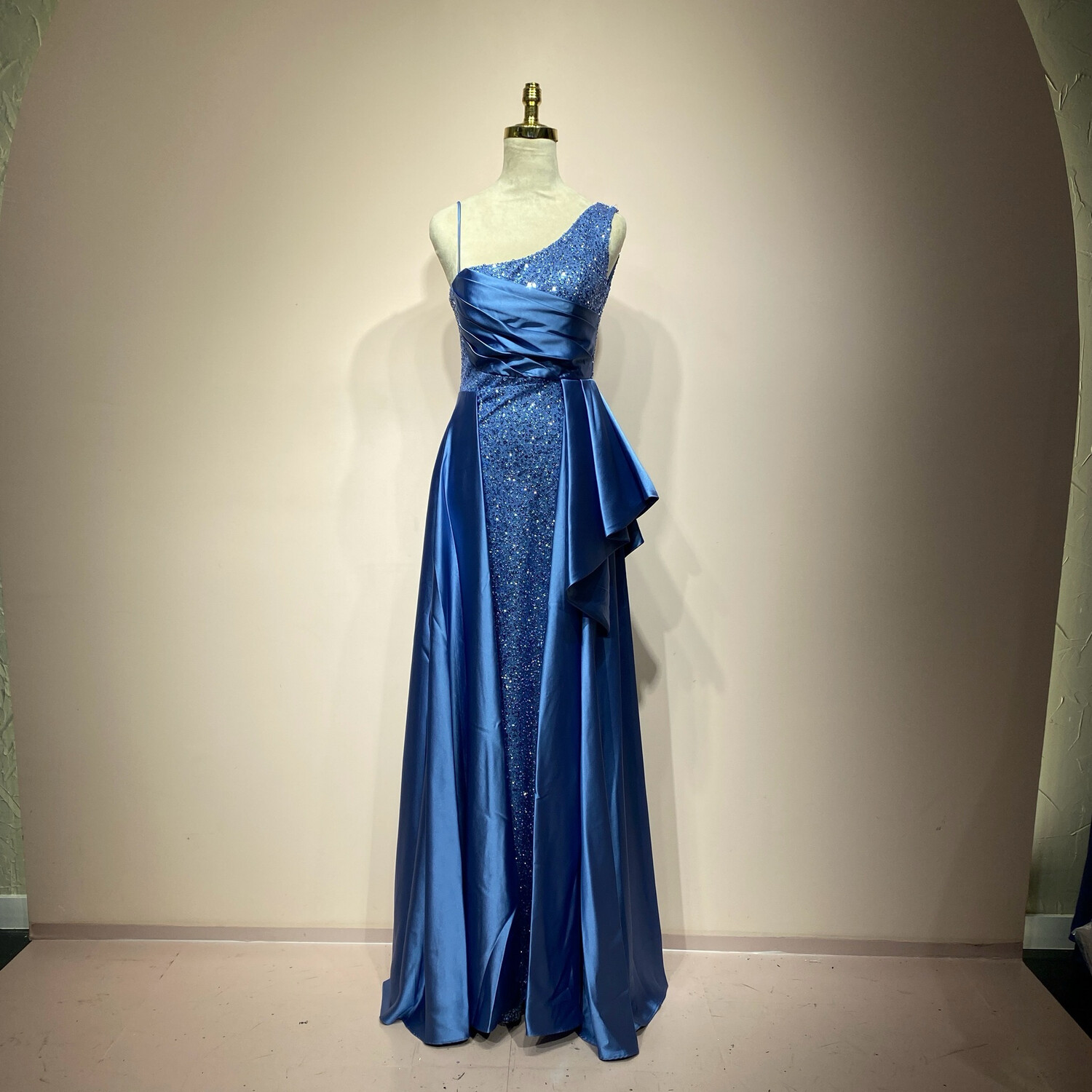 Vestido largo azul indigo talla S