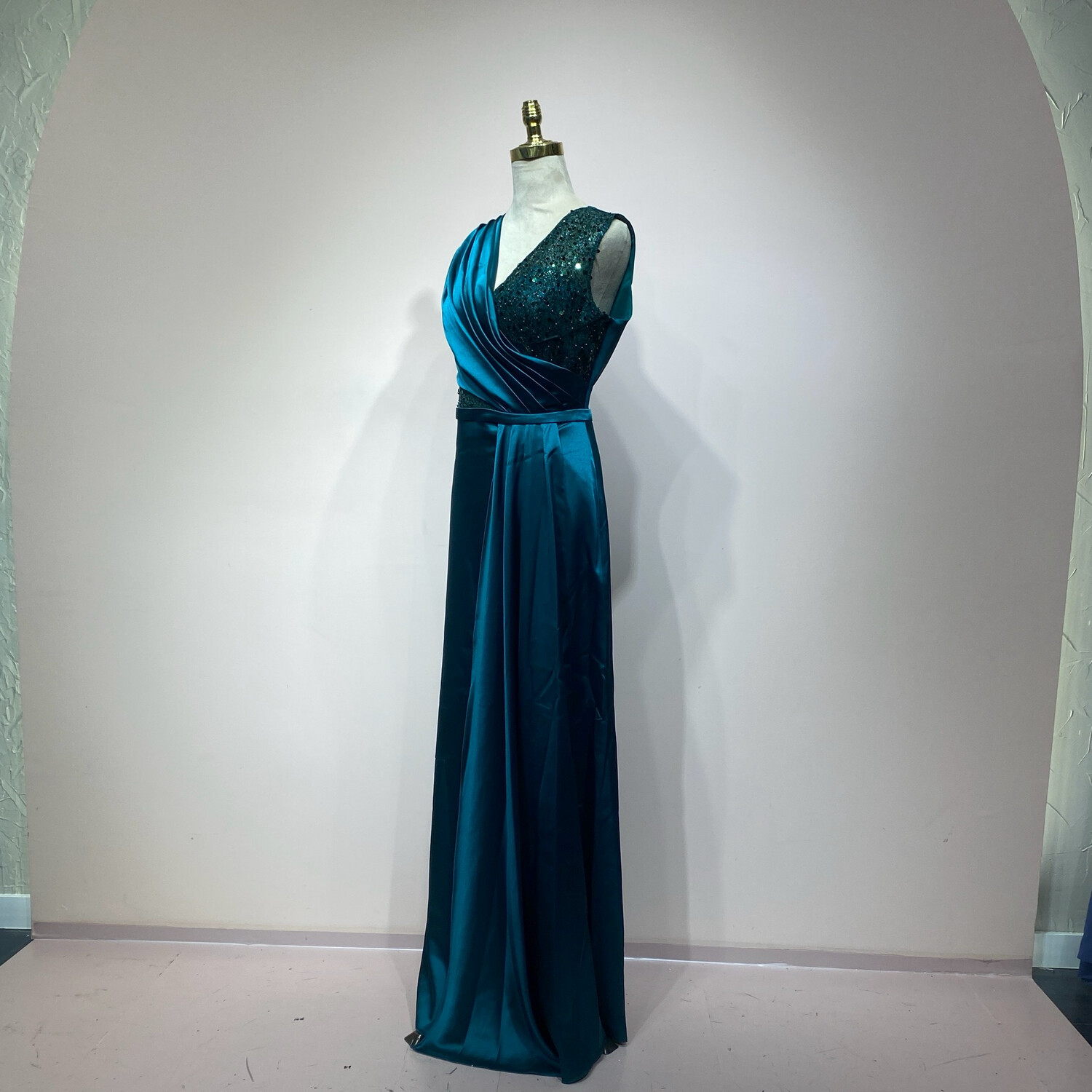 Vestido largo verde esmeralda talla 5