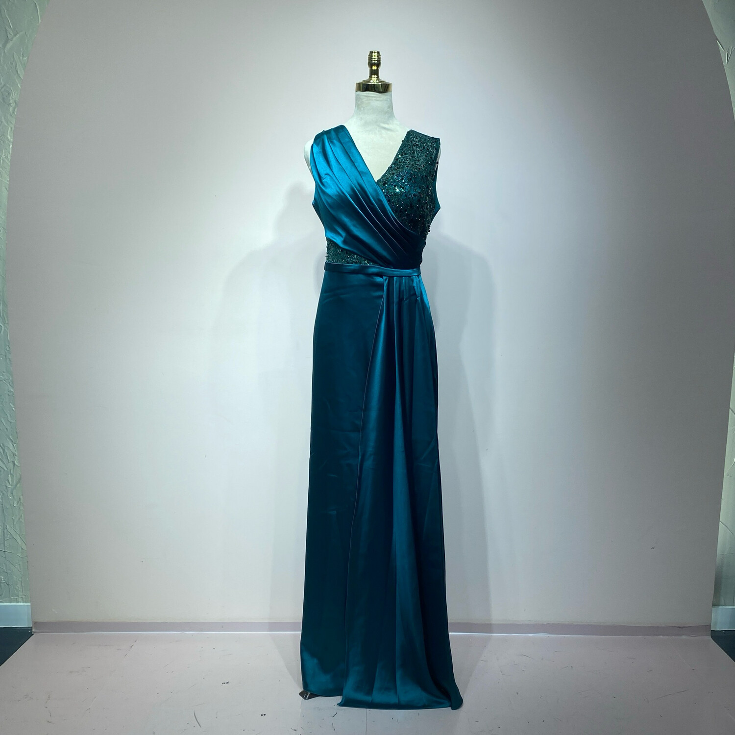 Vestido largo verde esmeralda talla 5