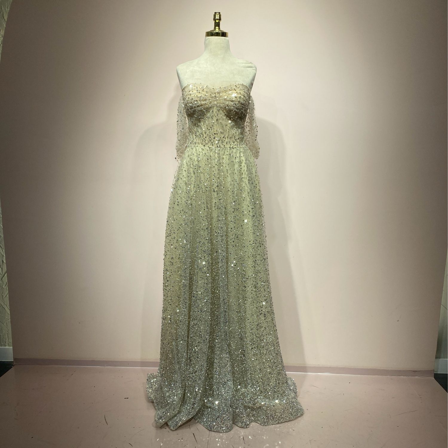 Vestido largo nude talla 22/44
