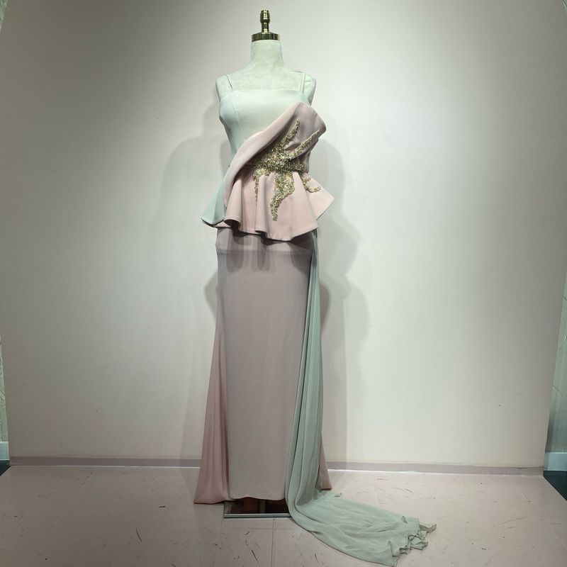 Vestido largo beige talla 40/8