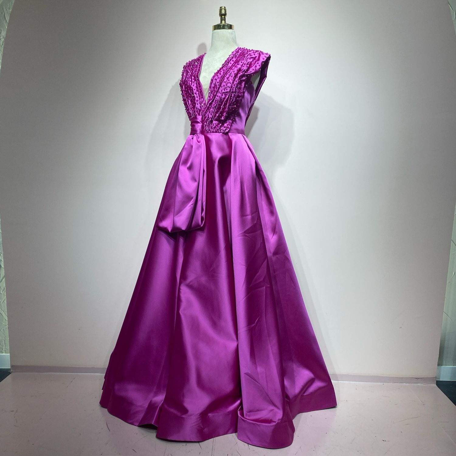 Vestido Largo,	fucsia 	,Talla	44