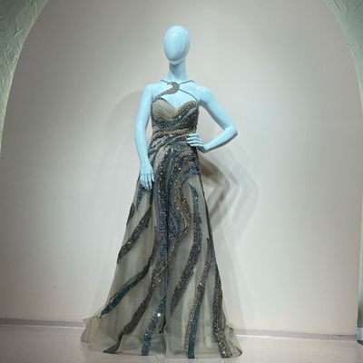 Vestido largo bronce talla 14