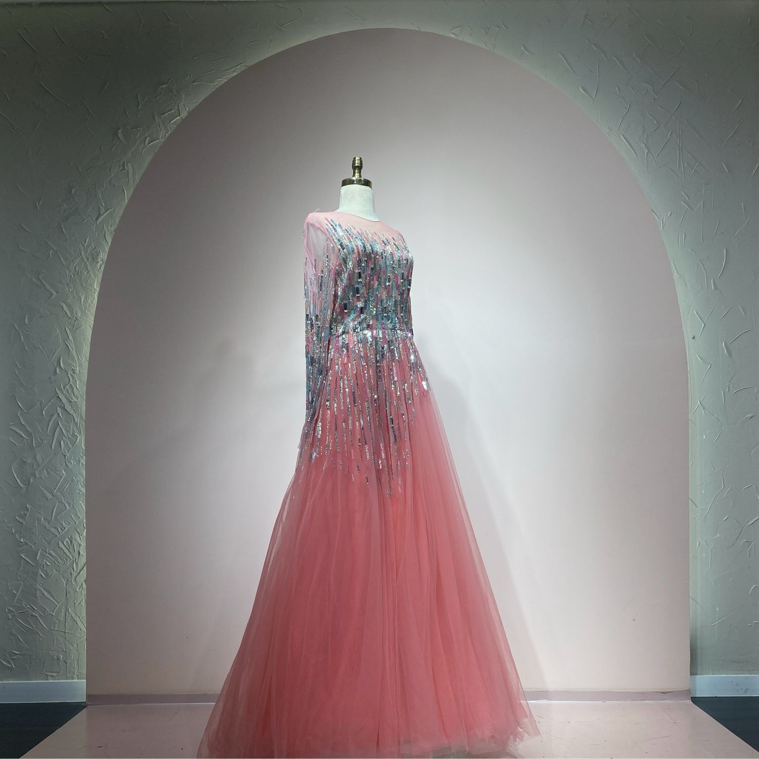 Vestido largo rosado talla 42/10