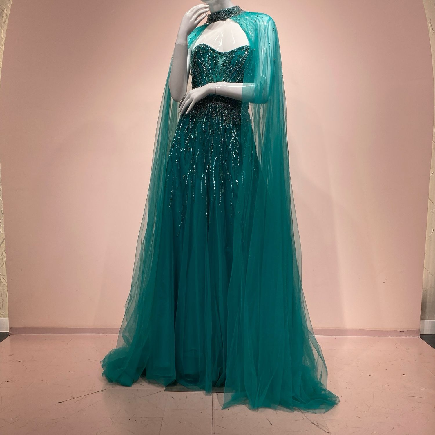 Vestido largo turquesa talla 48/16